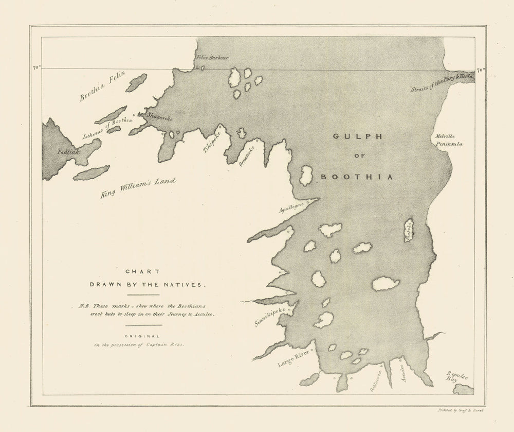 Chart drawn by the natives by Captain John Ross—2nd Arctic Expedition 1835 map