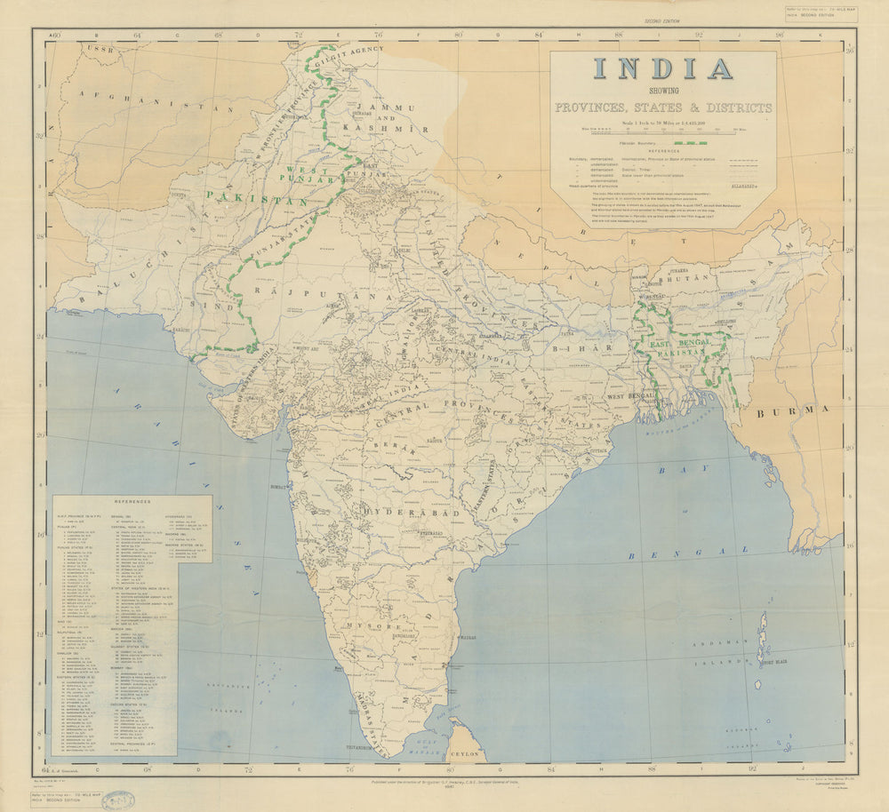 The first published map of independent India, and partition—George Heaney 1947