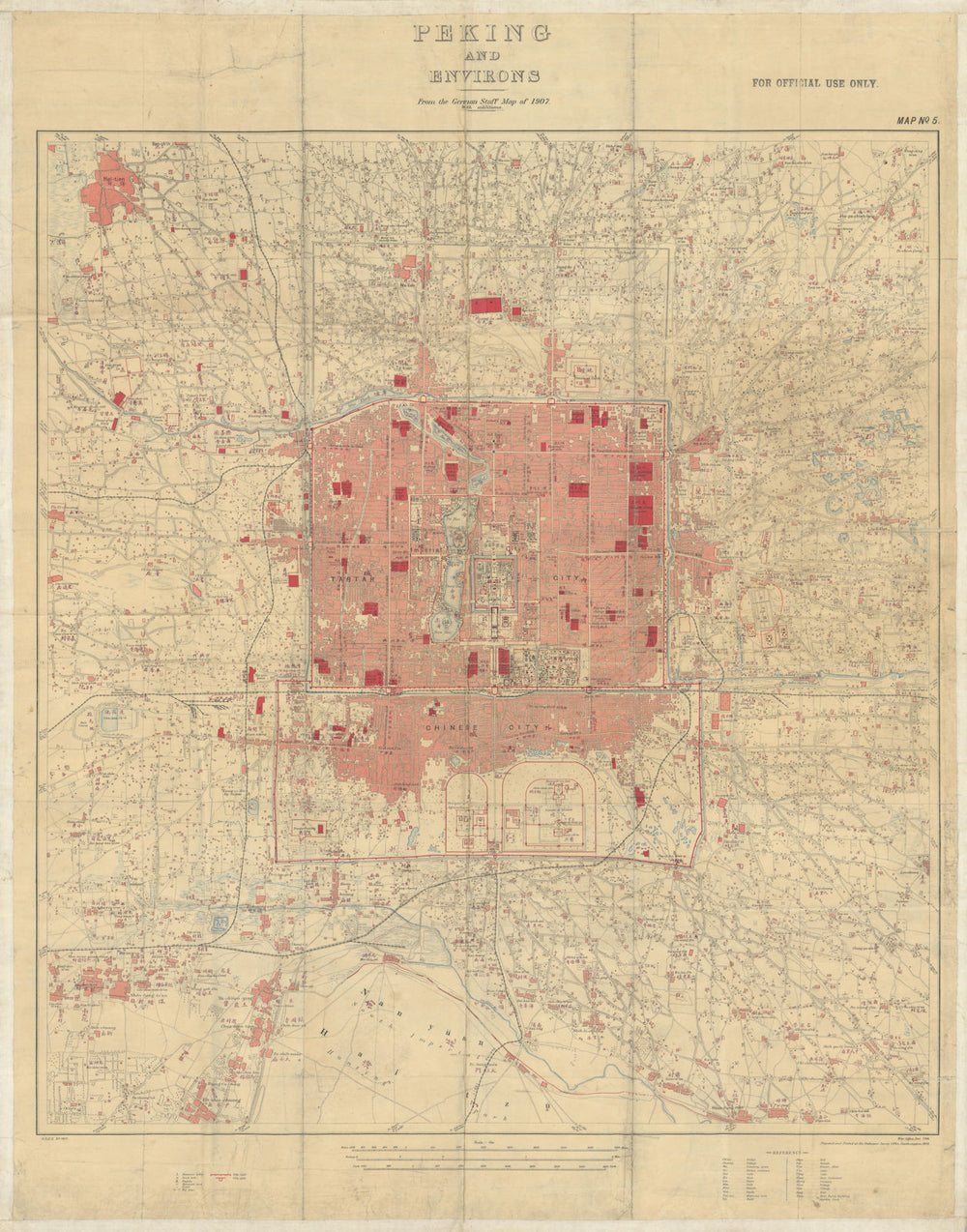 Peking & Environs—GSGS—Official Use Only—Capt. Veasey—British Legation 1909 map