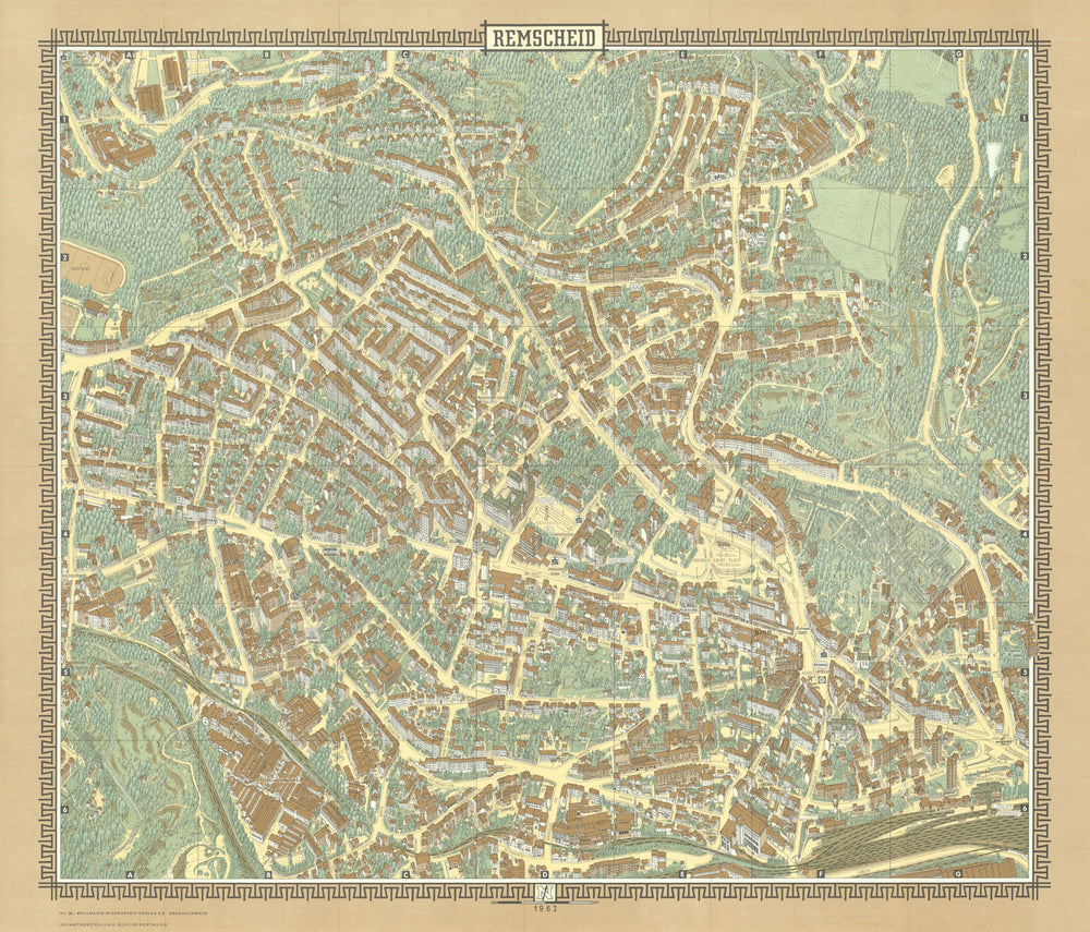 Remscheid pictorial bird's eye view city plan #36 — Bollmann — Bildkart 1962 map