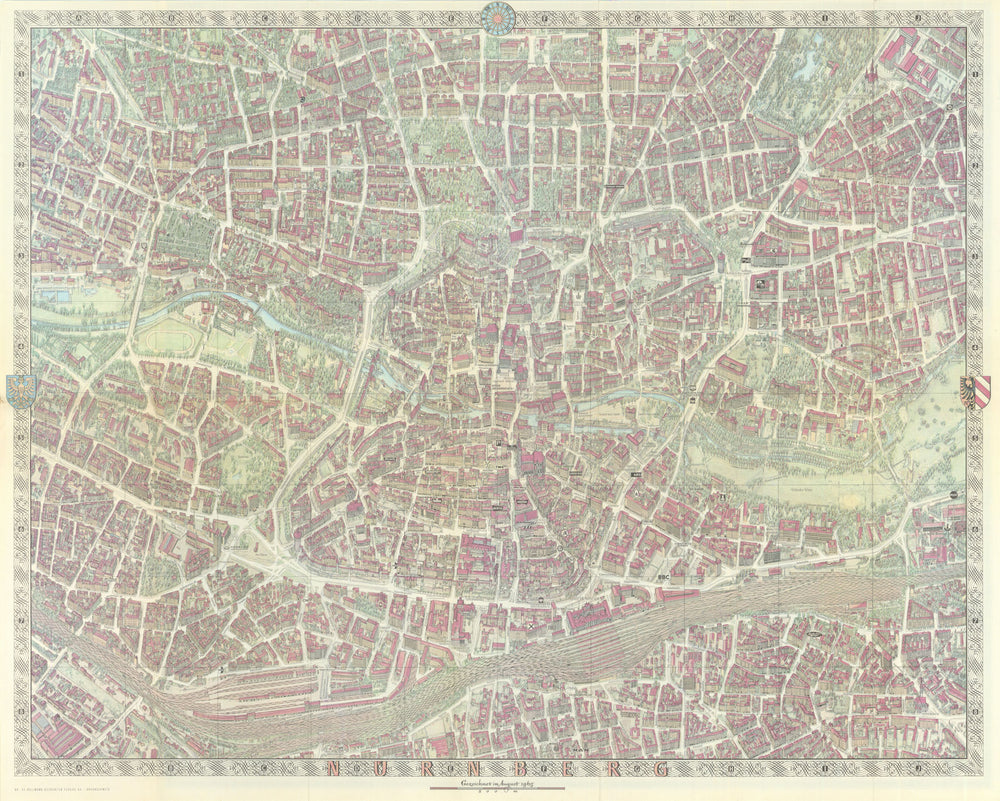 Nürnberg/Nuremberg pictorial bird's eye view city plan #53 — Bollmann 1966 map