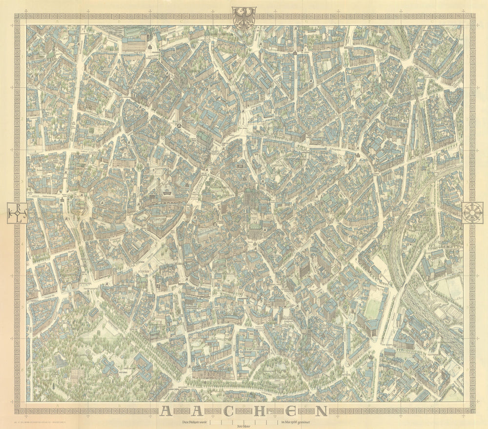 Aachen pictorial bird's eye view city plan #57 — Bollmann — Bildkart 1966 map
