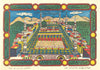 Prophet’s Mosque, Medina—Aleppine devotional border—Arabic religious print c1960