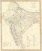 INDIA Index Map. Lists British French Portuguese Danish states. SDUK 1844