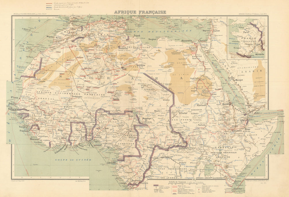 Afrique française—French West Africa—French colonial empire—Pelet 1902 old map
