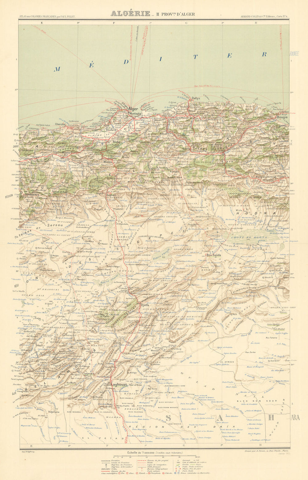 Algérie—Province d’Alger—Central Algeria—Province of Algiers—Pelet 1902 map