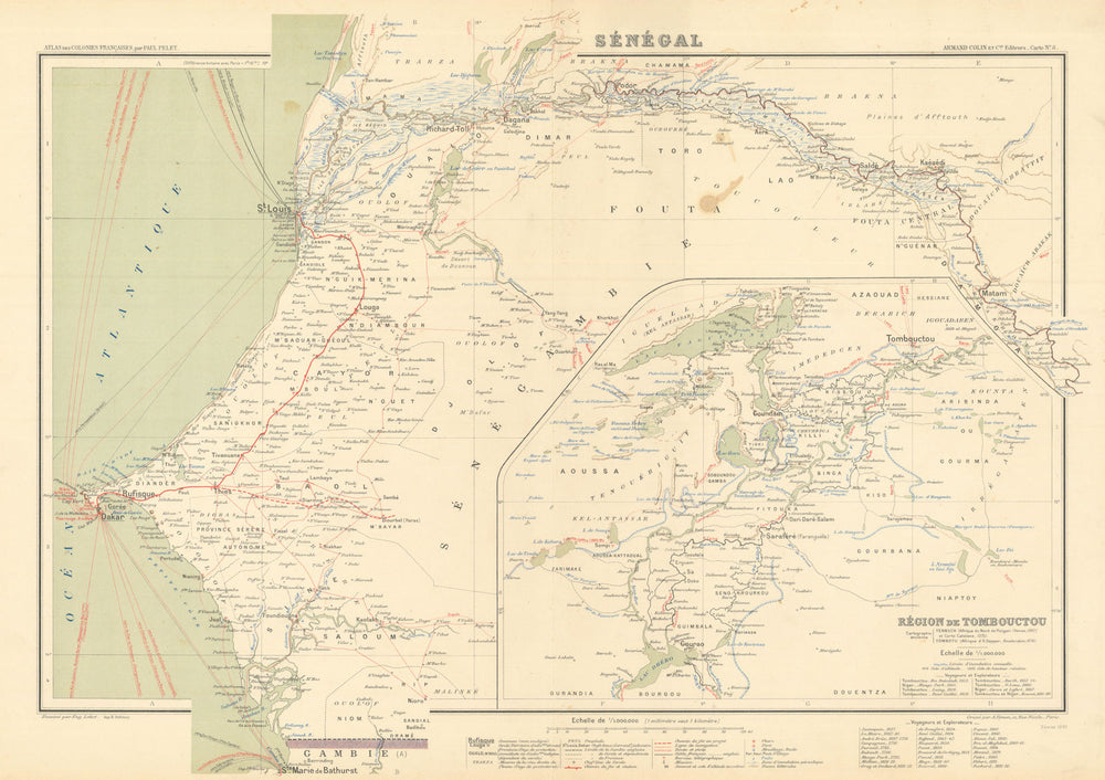 Sénégal—Région de Tombouctou—Senegal—Timbuktu region—Mopti—Mali—Pelet 1902 map