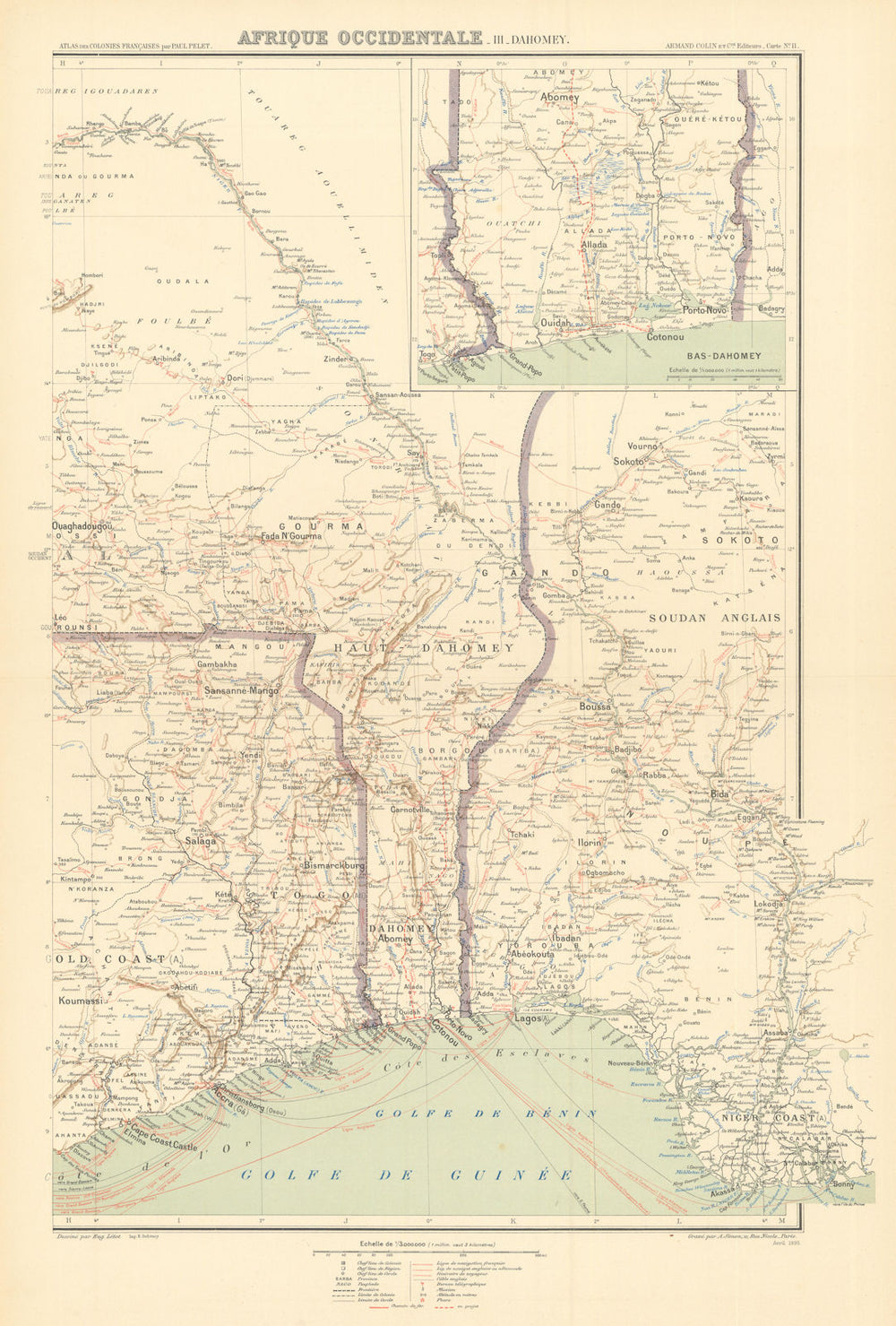 Afrique occidentale—Dahomey—French West Africa—Benin—Togo—Nigeria—Pelet 1902 map