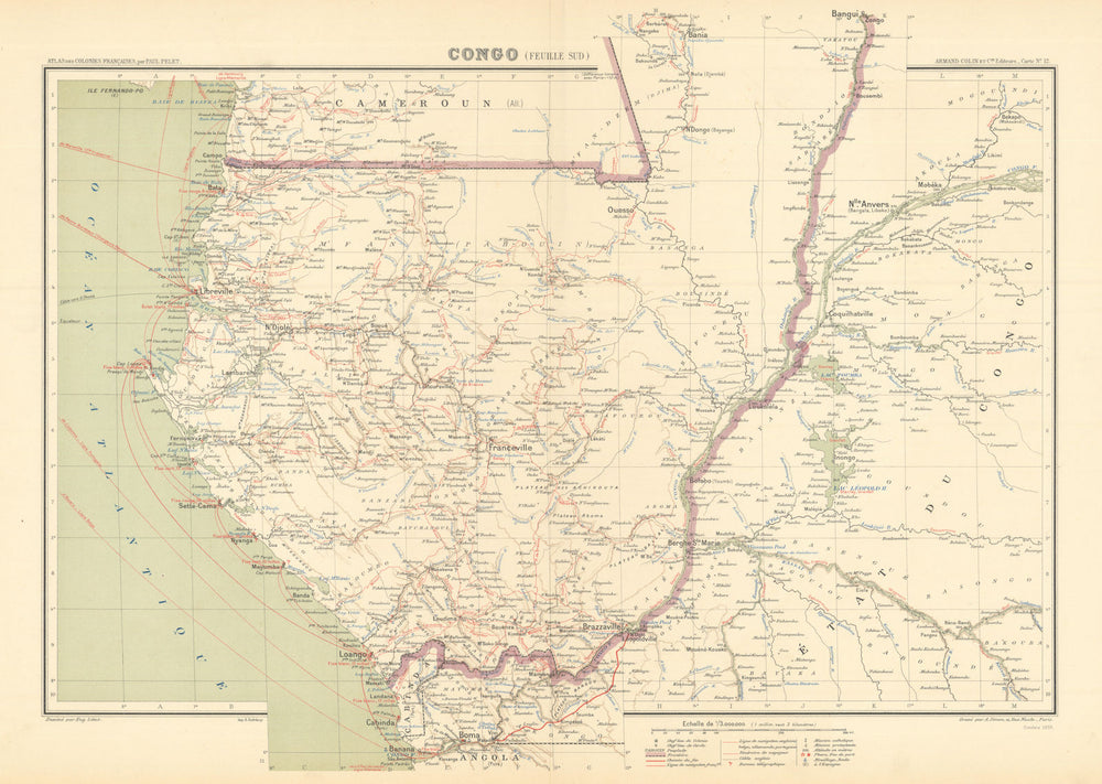 French Congo Sud/south—Central Africa—Gabon—Equatorial Guinea—Pelet 1902 map