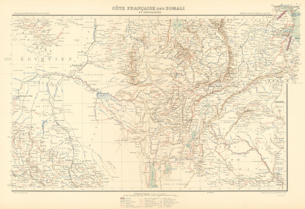 Côte française des Somali—French Somalia—Djibouti—Ethiopia—Pelet 1902 old map