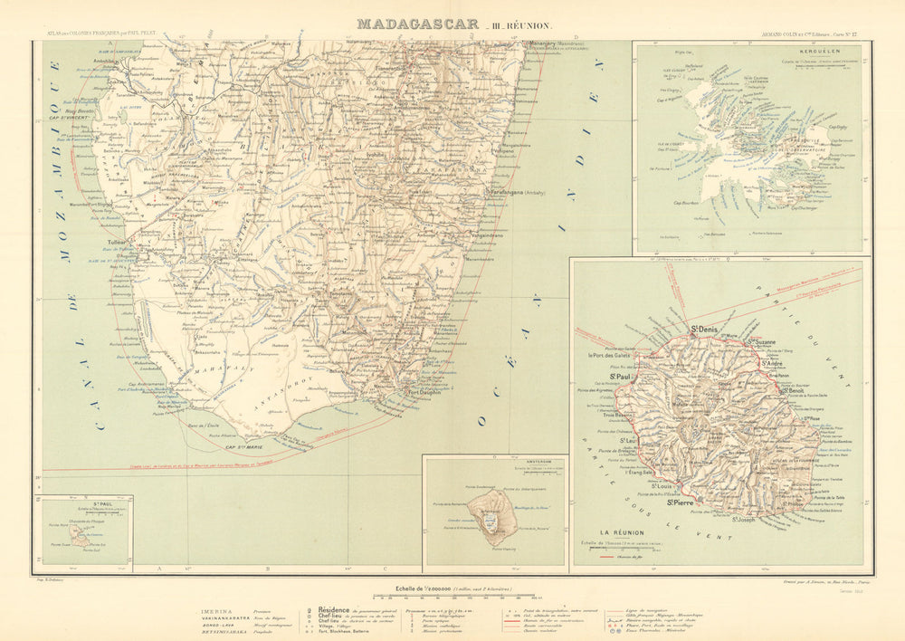 Southern Madagascar—Réunion—French Antarctic—Kerguelen—Amsterdam—Pelet 1902 map