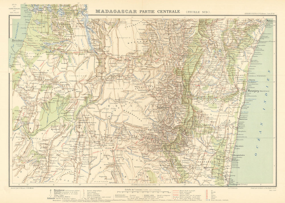 Central Madagascar south—Partie centrale Sud—Fianarantsoa—Pelet 1902 old map