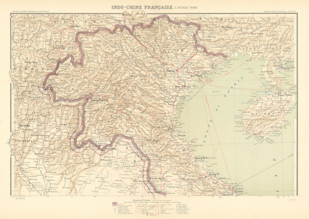 Indo-Chine française Nord—French Indochina—Vietnam—Tonkin—Laos—Pelet 1902 map