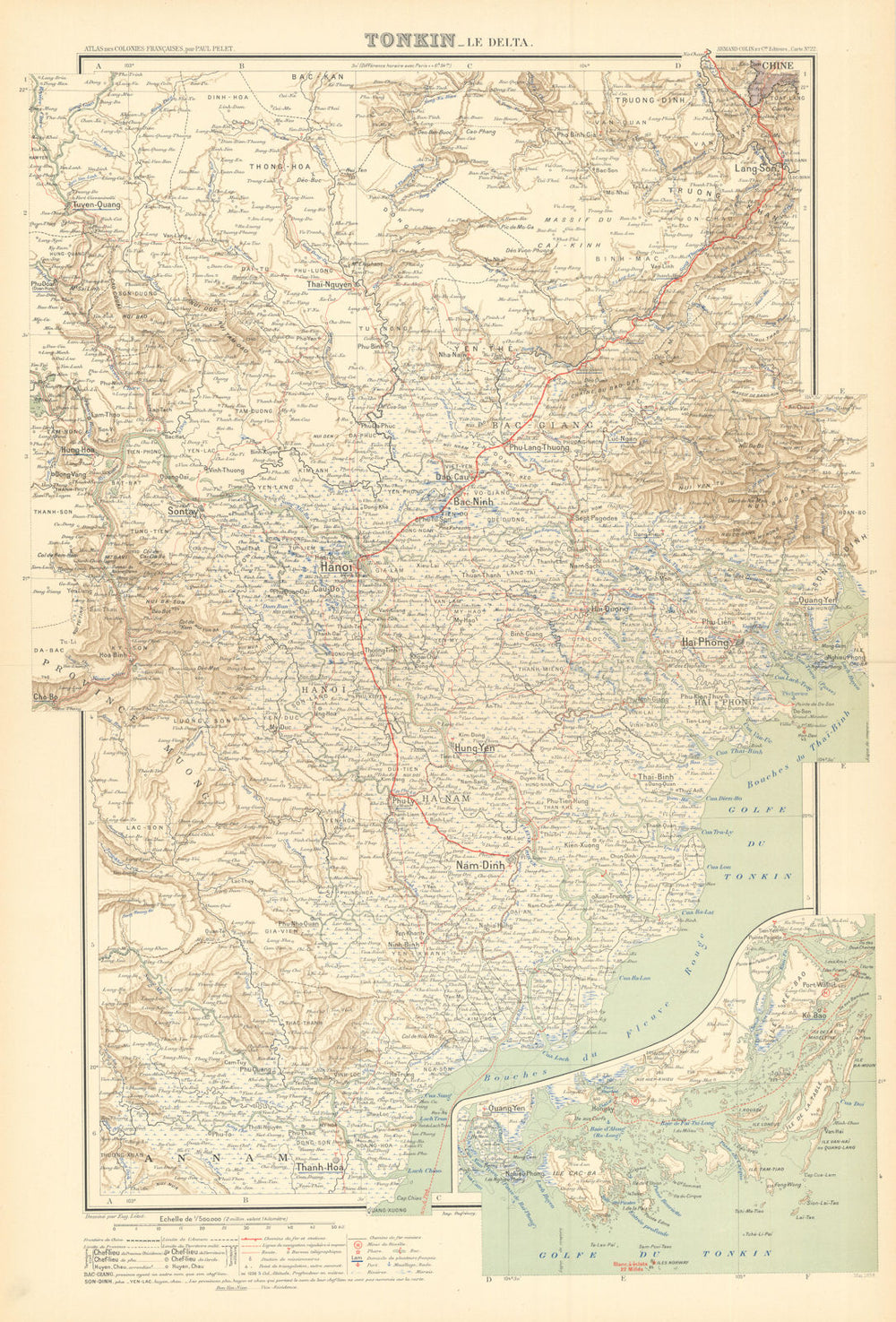 French Indochina—Tonkin—Red River Delta—Hanoi & Haiphong—Vietnam—Pelet 1902 map