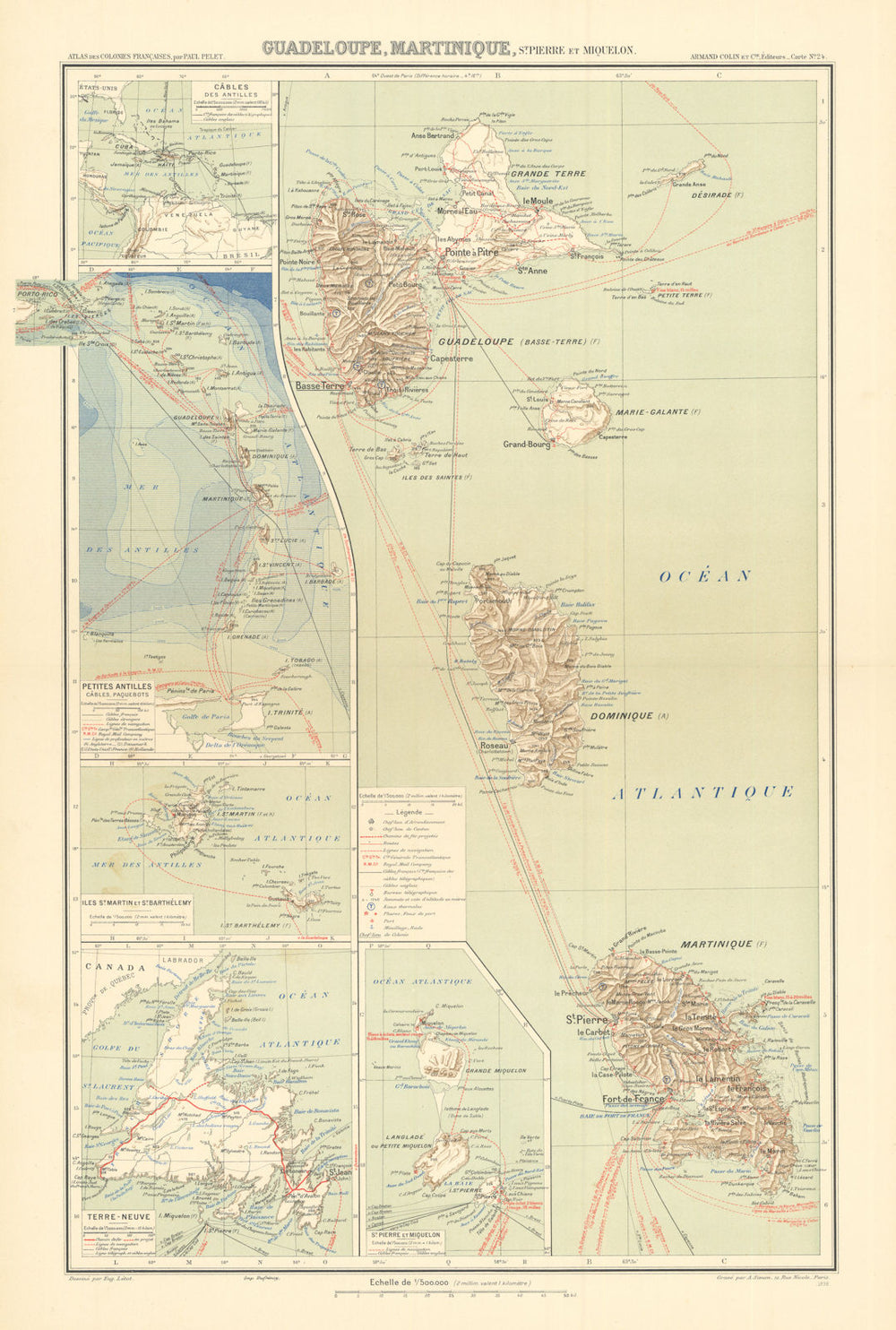 Guadeloupe—Martinique—Saint-Pierre et Miquelon—French West Indies—Pelet 1902 map