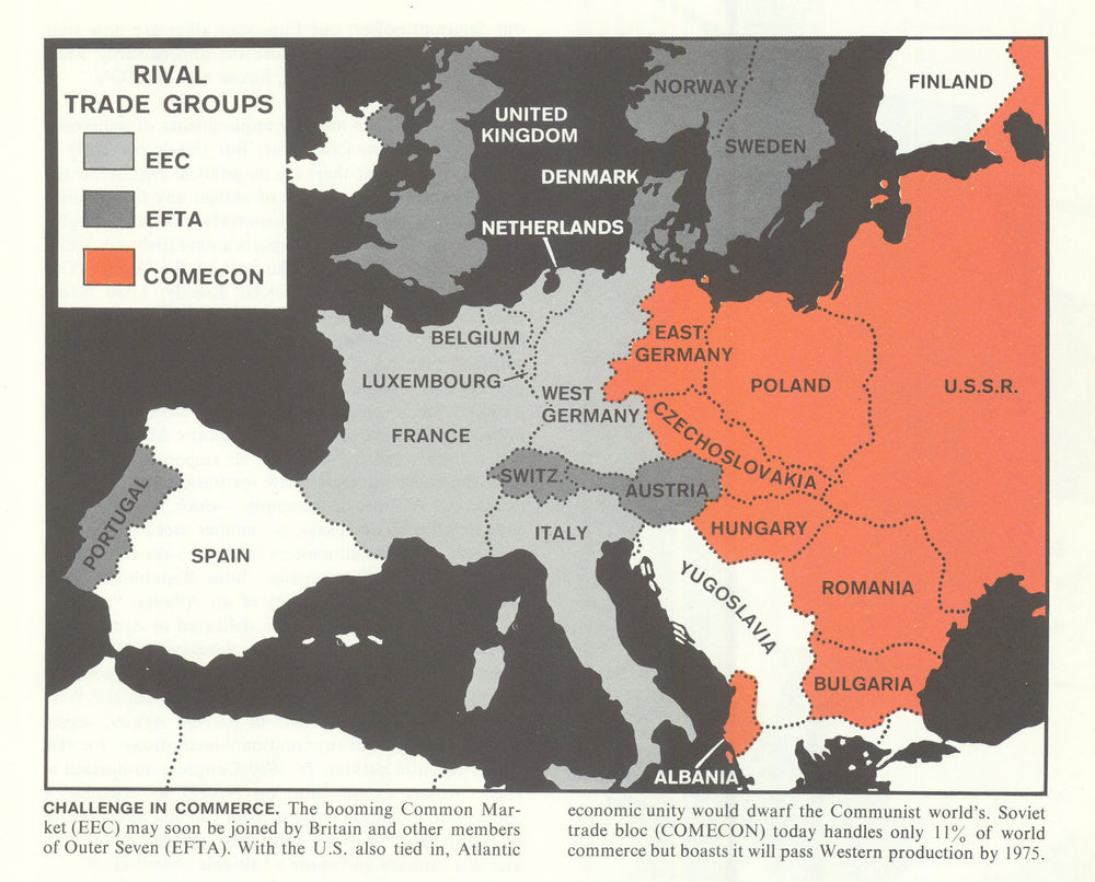 European integration—Cold War—Rival Trade Groups—EEC—EFTA—COMECON—Life 1962 map