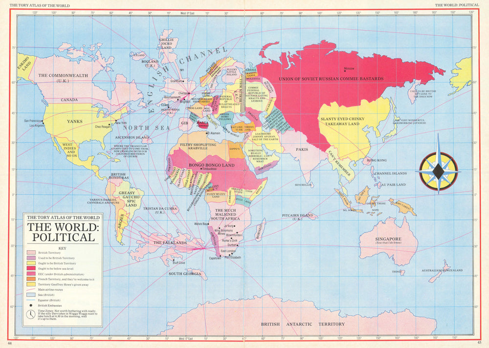 The Tory Atlas of the World—Spitting Image political satire map—Lloyd/Fluck 1985