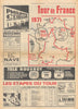 Tour de France cycling route & stages newsprint poster map—La Voix du Nord 1971