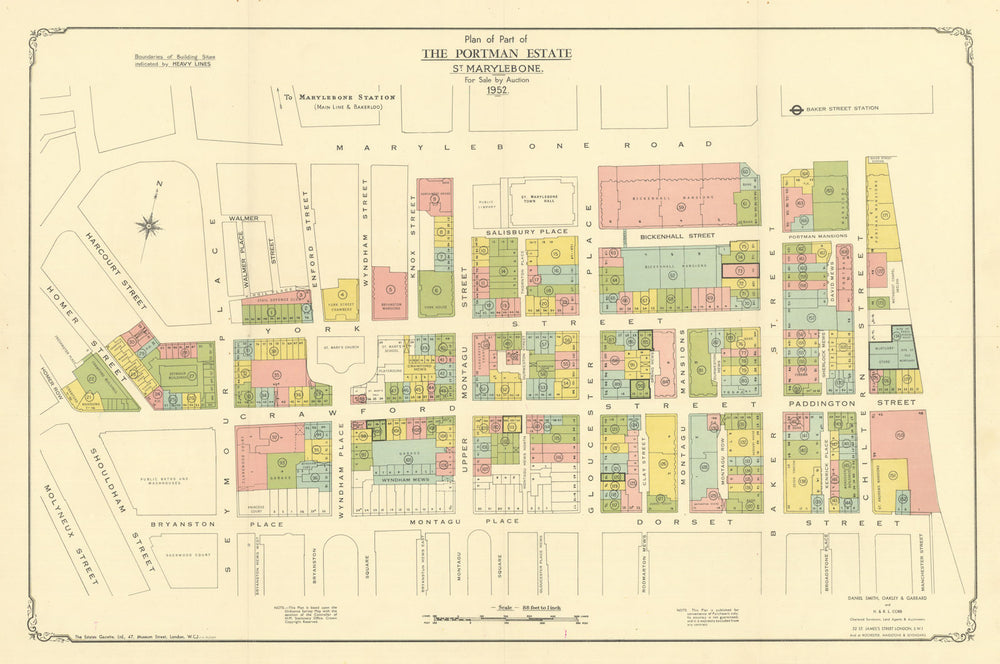Portman Estate, Marylebone—auction plan of lots & annotated catalogue 1952 map