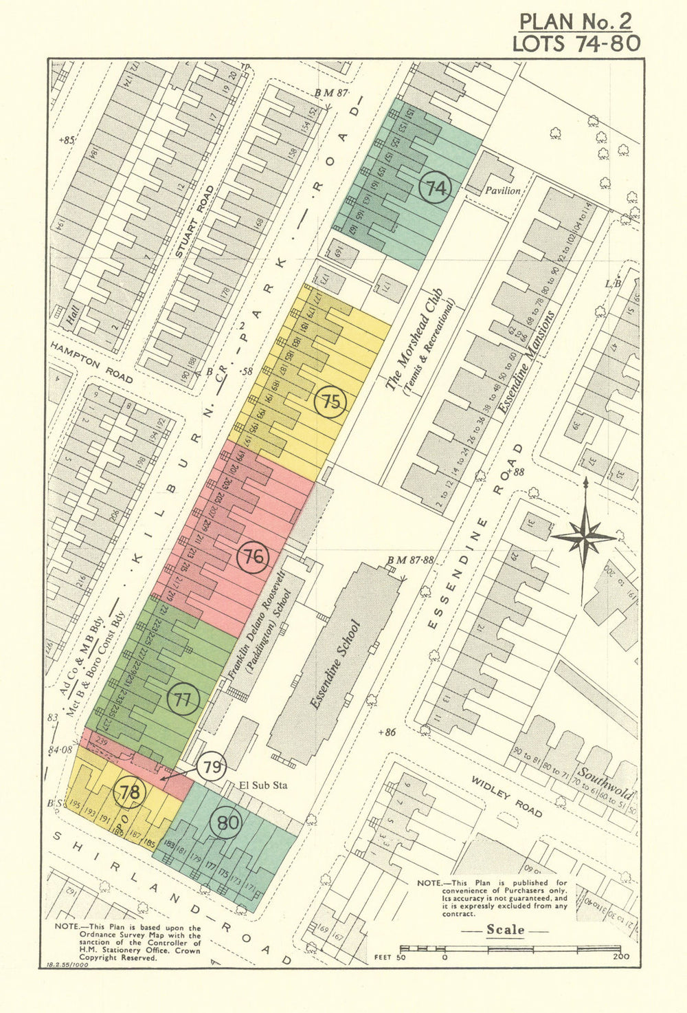 Paddington Estate sale #2—Maida Vale NW6—Kilburn Park Road/Shirland Rd 1955 map