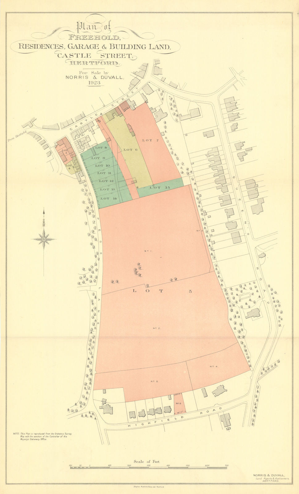 Castle Street, Hertford—estate map & auction catalogue—town plan 1923 old