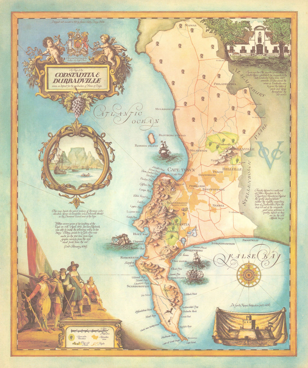 Constantia & Durbanville—Cape Town wine region map—Janice Ashby / KWV 1973
