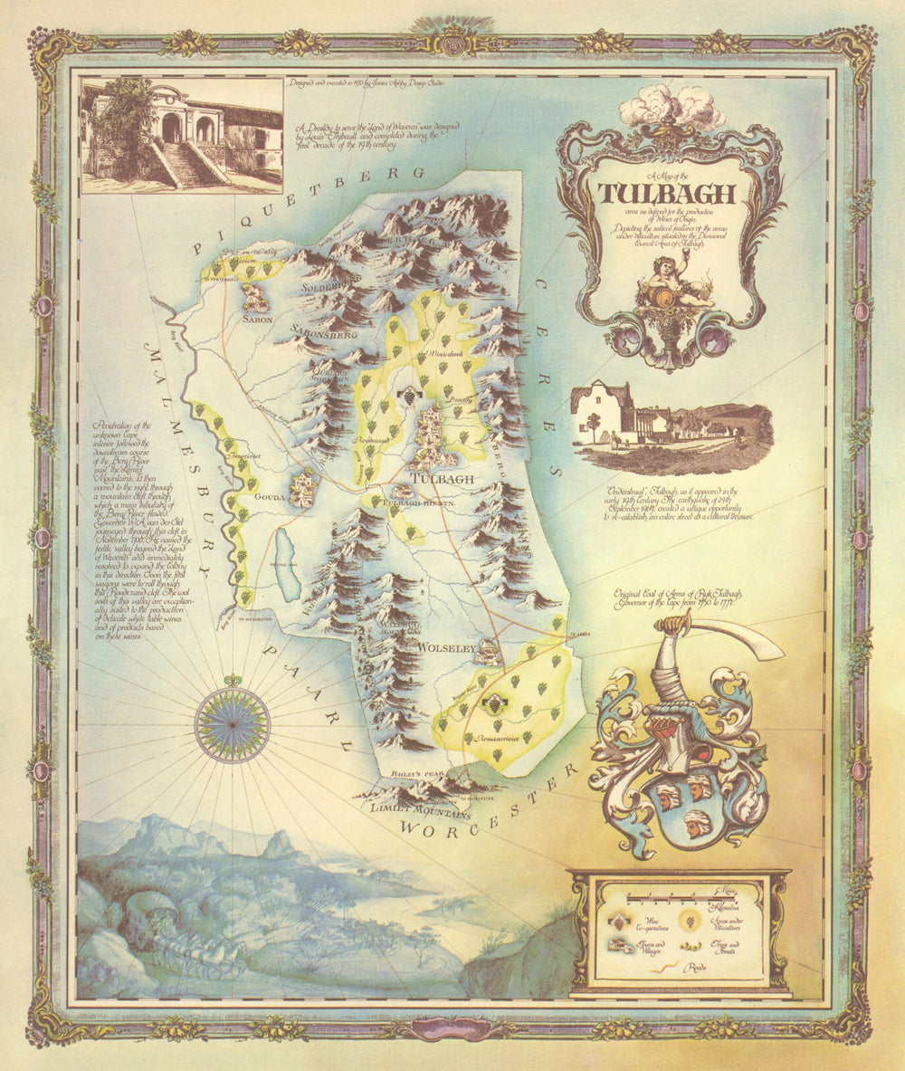 Tulbagh—Cape vineyards & wine region map—wineries—Janice Ashby / KWV 1973