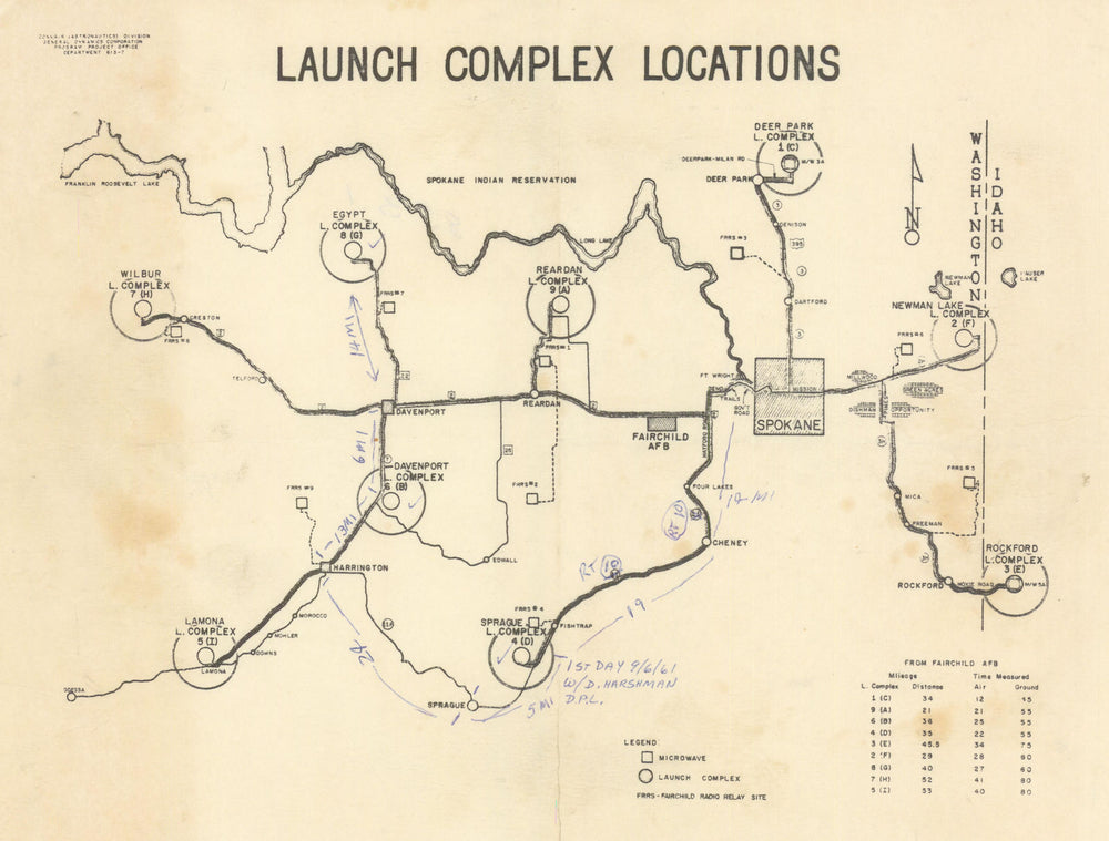 Atlas ICBM Launch Complex Locations, Spokane—Convair—annotated 6 Sept 1961 map