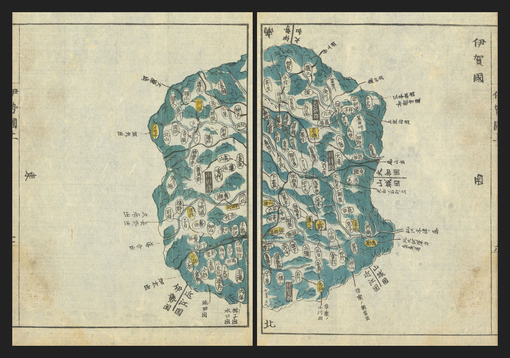 Iga Province—Iga-Ueno & Nabari, Mie, Japan—Ichikawa Tōkei woodblock map c1837