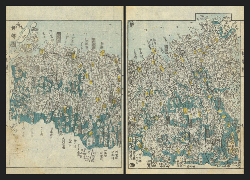 Ise Province—Ise Shrines & Tsu, Mie, Japan—Ichikawa Tōkei woodblock map c1837