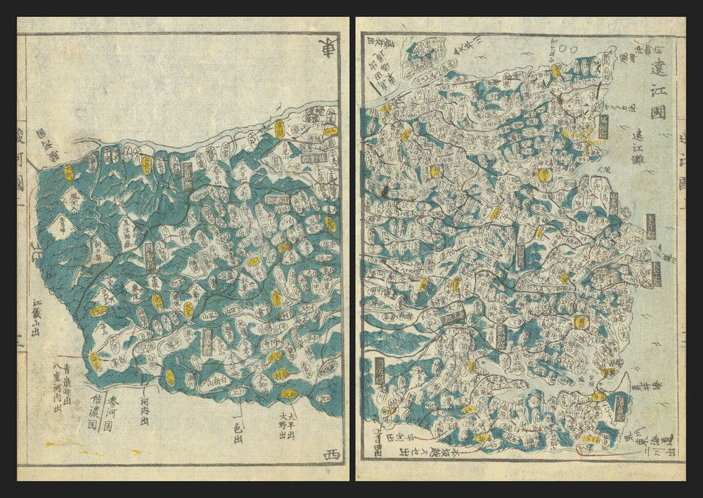 Tōtōmi Province—Hamamatsu, Lake Hamana, Japan—Ichikawa Tōkei woodblock map c1837