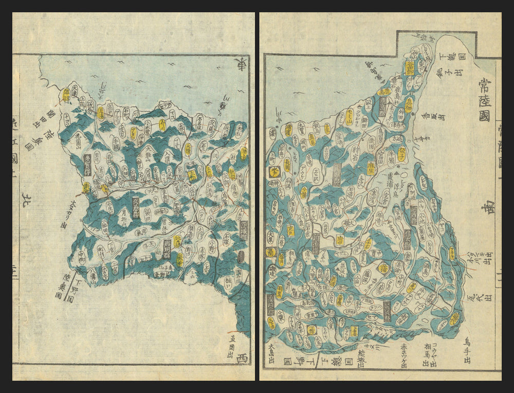 Hitachi Province—Mito & Ibaraki, Japan—Ichikawa Tōkei woodblock map c1837