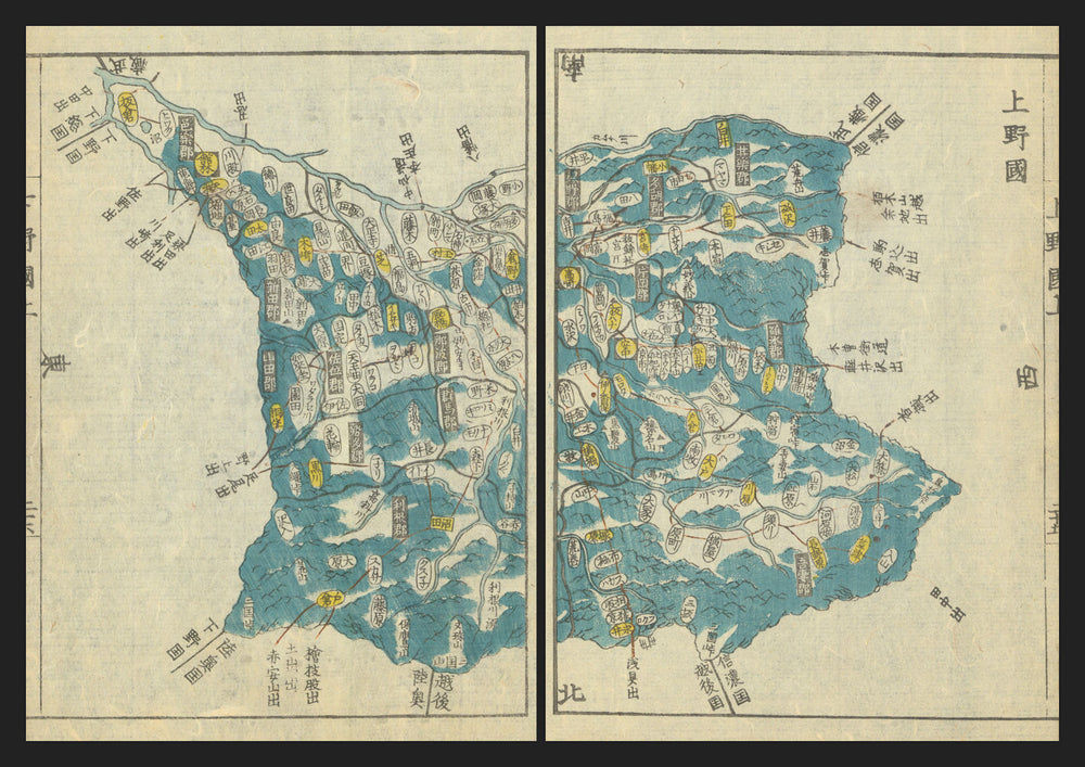 Kōzuke Province—Kusatsu & Ikaho, Gunma, Japan—Ichikawa Tōkei woodblock map c1837