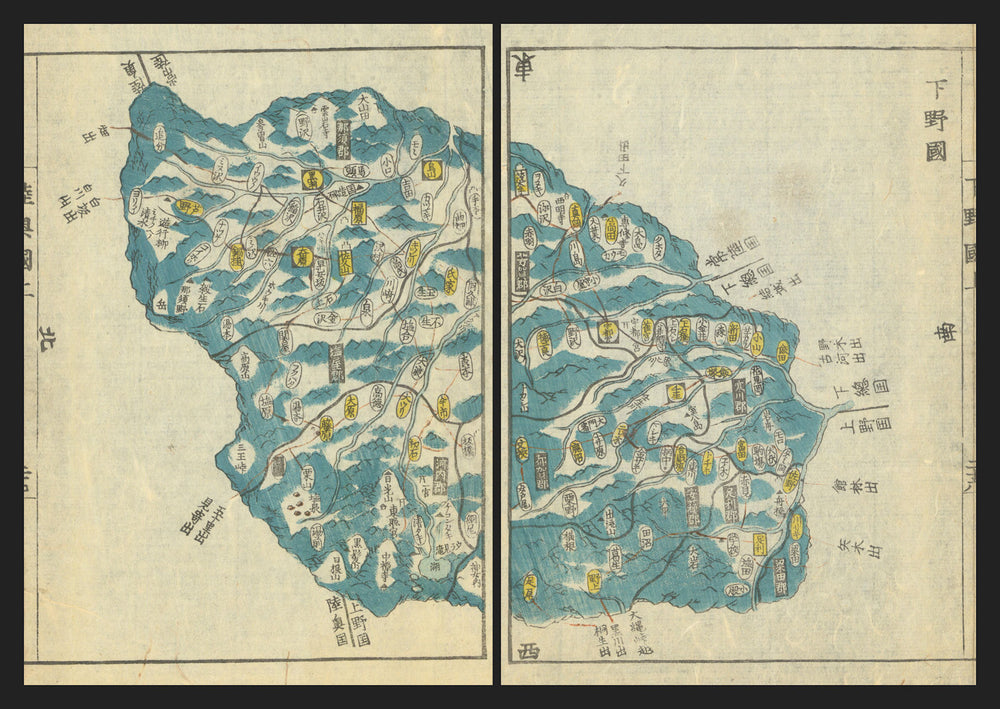 Shimotsuke Province—Nikko, Tochigi, Japan—Ichikawa Tōkei woodblock map c1837