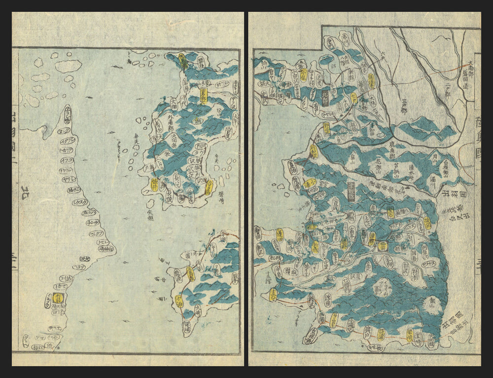 Mutsu Province 4/4—Aomori & Matsumae, Japan—Ichikawa Tōkei woodblock map c1837