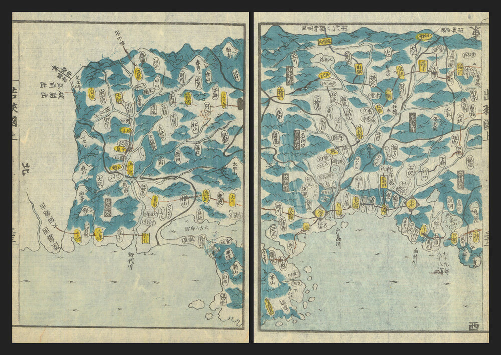 Dewa Province 2/2—Akita & Hachirogata, Japan—Ichikawa Tōkei woodblock map c1837
