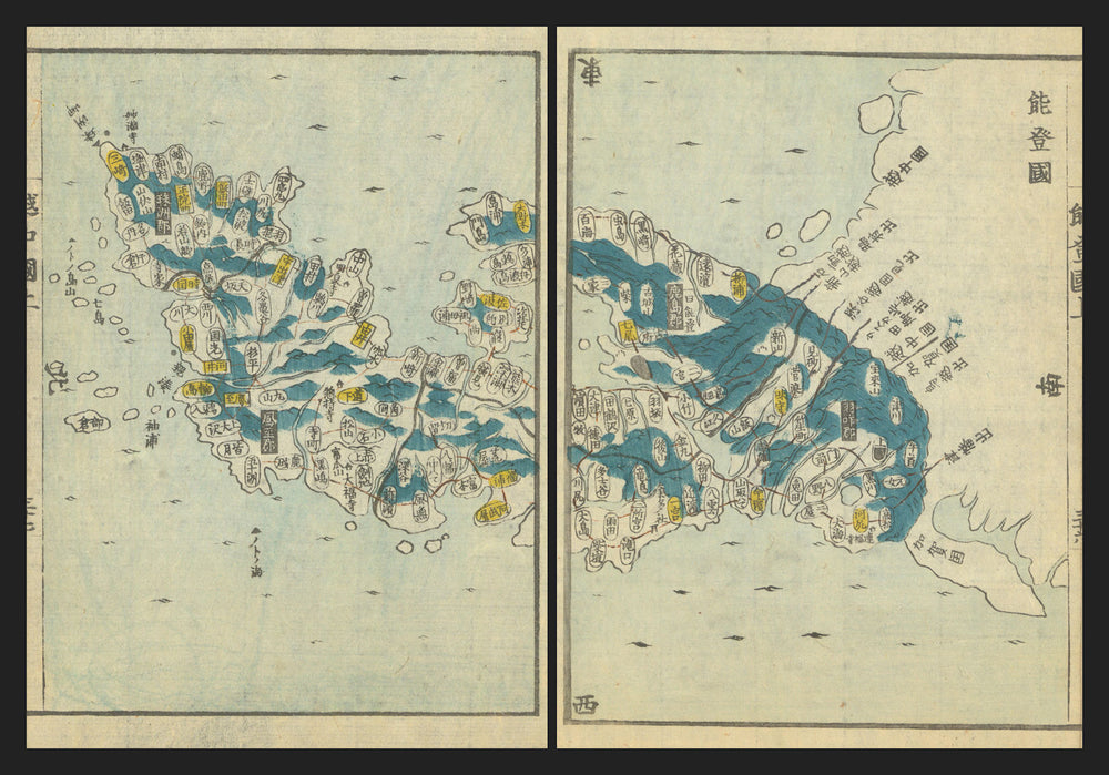 Noto Province—Wajima & Noto Peninsula, Japan—Ichikawa Tōkei woodblock map c1837