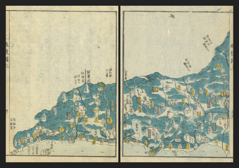 Echigo Province 2/2—Niigata & Nagaoka, Japan—Ichikawa Tōkei woodblock map c1837