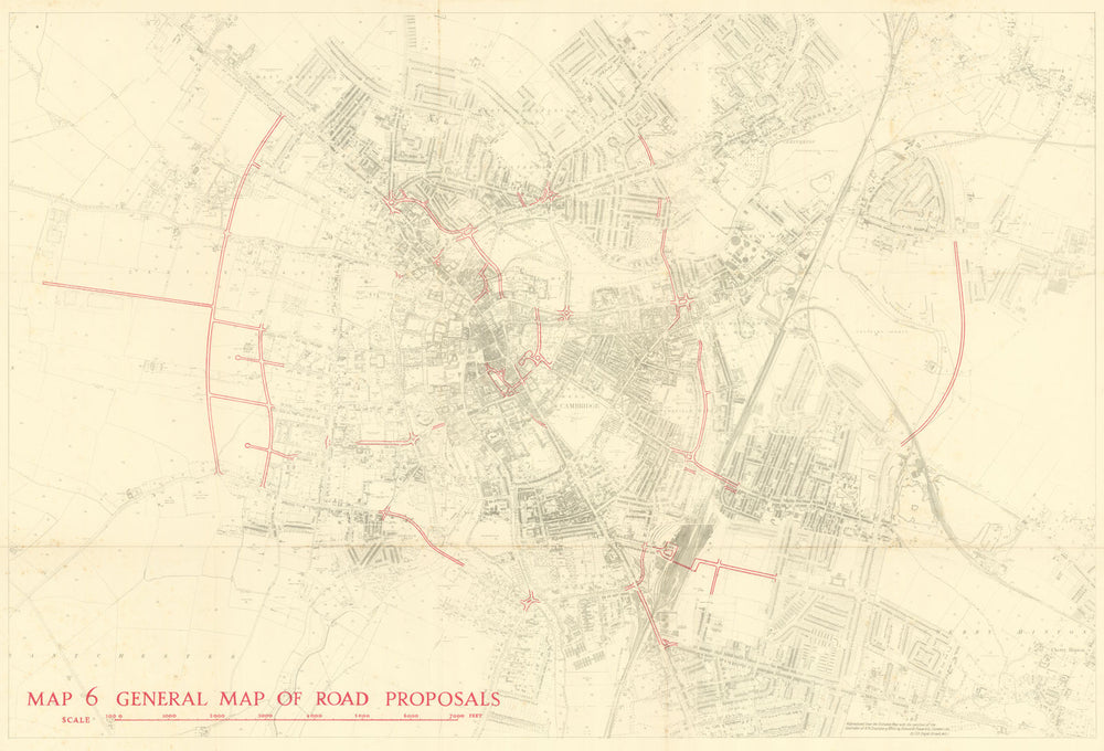 Cambridge — General Map of Road Proposals — William Holford & Myles Wright 1950