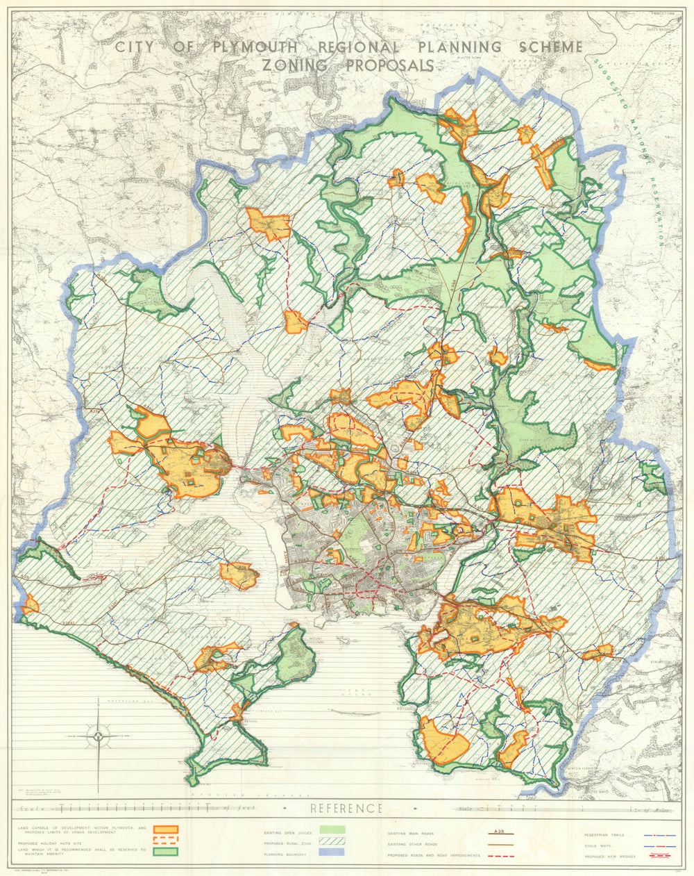 Plymouth Regional Planning Scheme— Zoning Proposals map—Abercrombie/Watson 1944