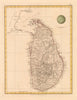 'Ceylon' by Aaron & Samuel Arrowsmith. Sri Lanka. Hand coloured 1825 old map