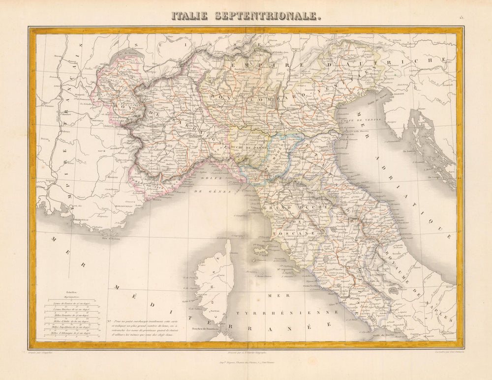 'Italie Septentrionale'. MIGEON. Northern Italy c1883 old antique map chart