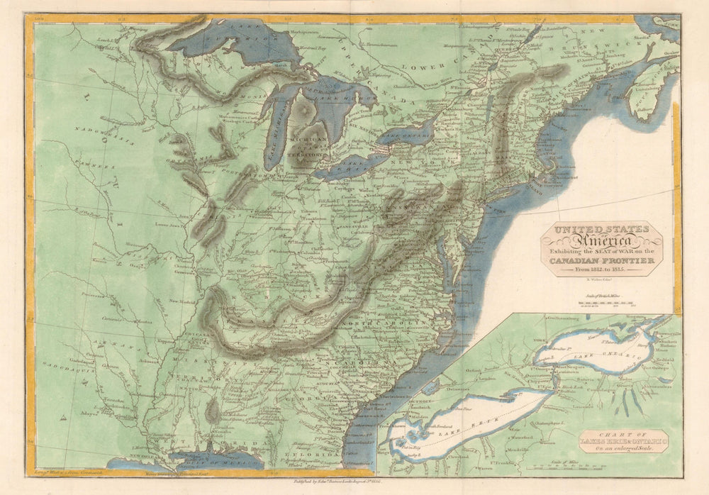 'United States of America exhibiting the [War of 1812]'. WALKER/BAINES 1816 map