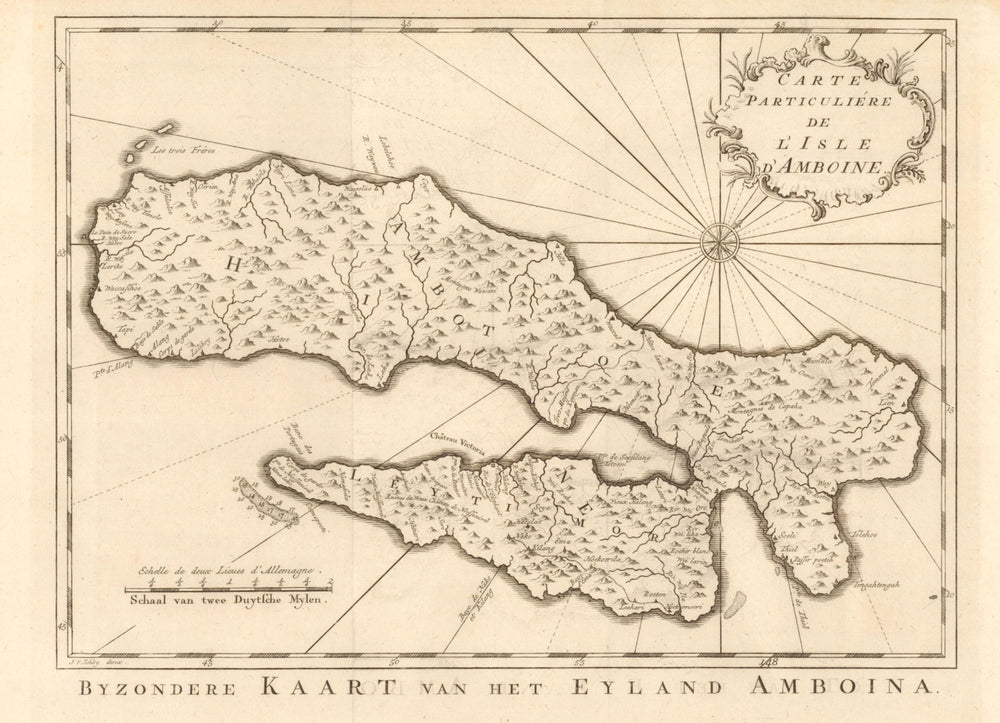 'Carte Particuliére de L'Isle D'Amboine' BELLIN/SCHLEY. Ambon Moluccas c1750 map