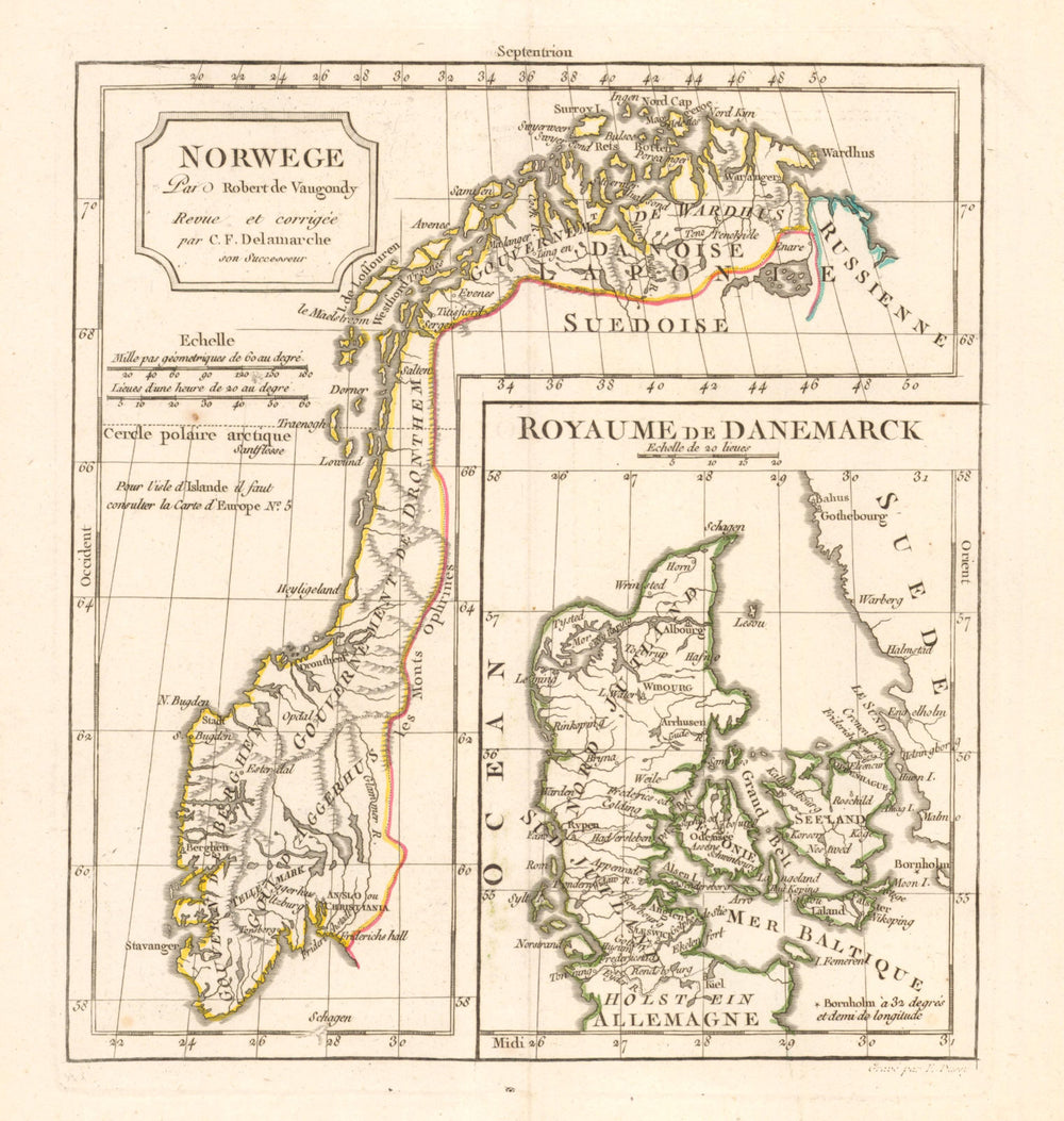 Norwege / Royaume de Danemarck by C.F. Delamarche. Norway & Denmark 1806 map