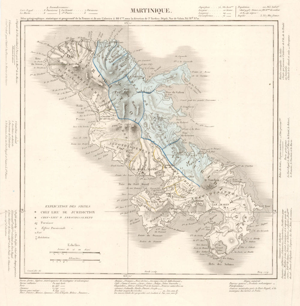 'Martinique' by P Tardieu. Caribbean. Antilles françaises 1830 old antique map
