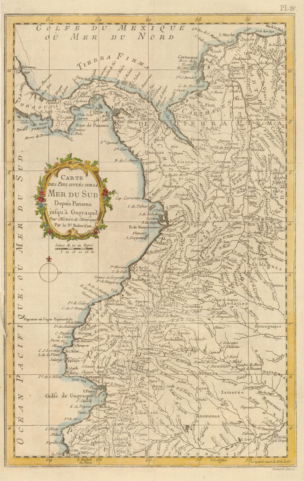 Countries on the South Sea… KITCHIN. Colombia Ecuador Panama. French ed 1778 map