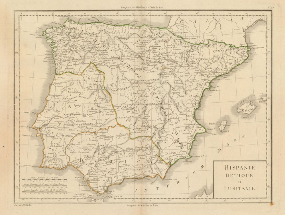 'Hispanie Betique & Lusitanie'. Mentelle/Chanlaire. Baetica Lusitania c1798 map