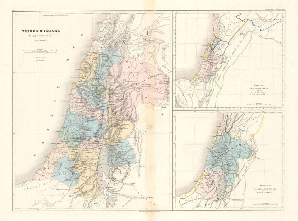 Tribus D'Israel/Royaume des Israelites &c. DUFOUR. 12 Tribes of Israel c1840 map