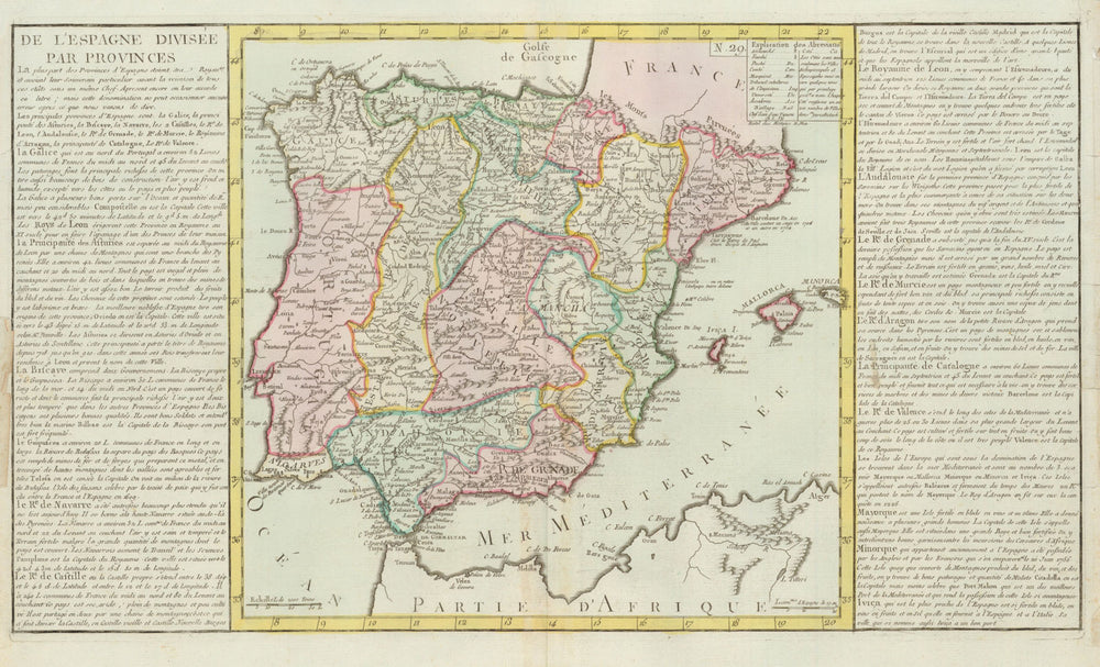 'De L'Espagne Divisée par Provinces' by J-B.L. Clouet. Iberia Spain 1750 map